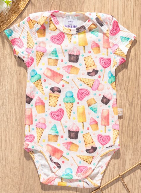 Body Bebê Verão Estampa Sorvete
